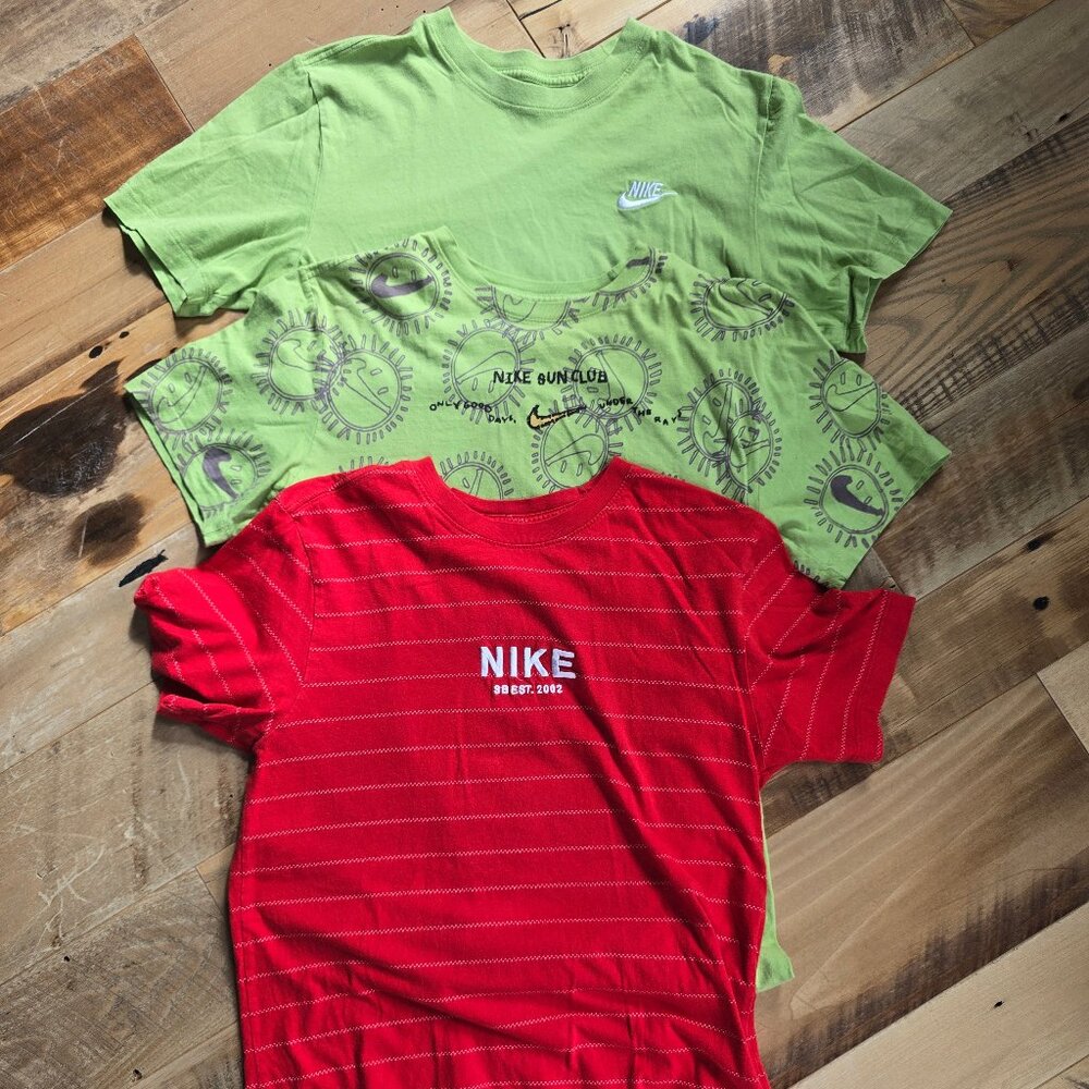 3 - Nike T-Shirts 2 Lime Green 1 Red  Size Small